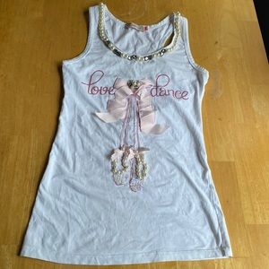 VDP Club Gym Couture Tank Top Size XS Made In Italy Beaded